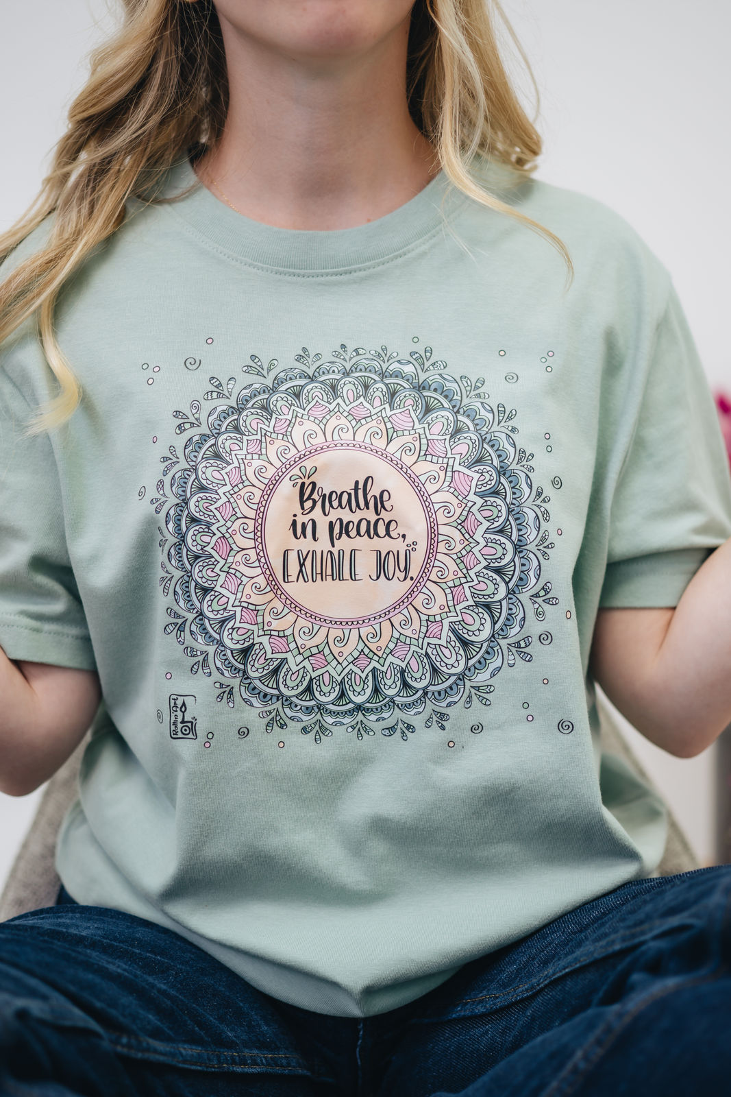 Damen T-Shirt mintgrün "Mandala"