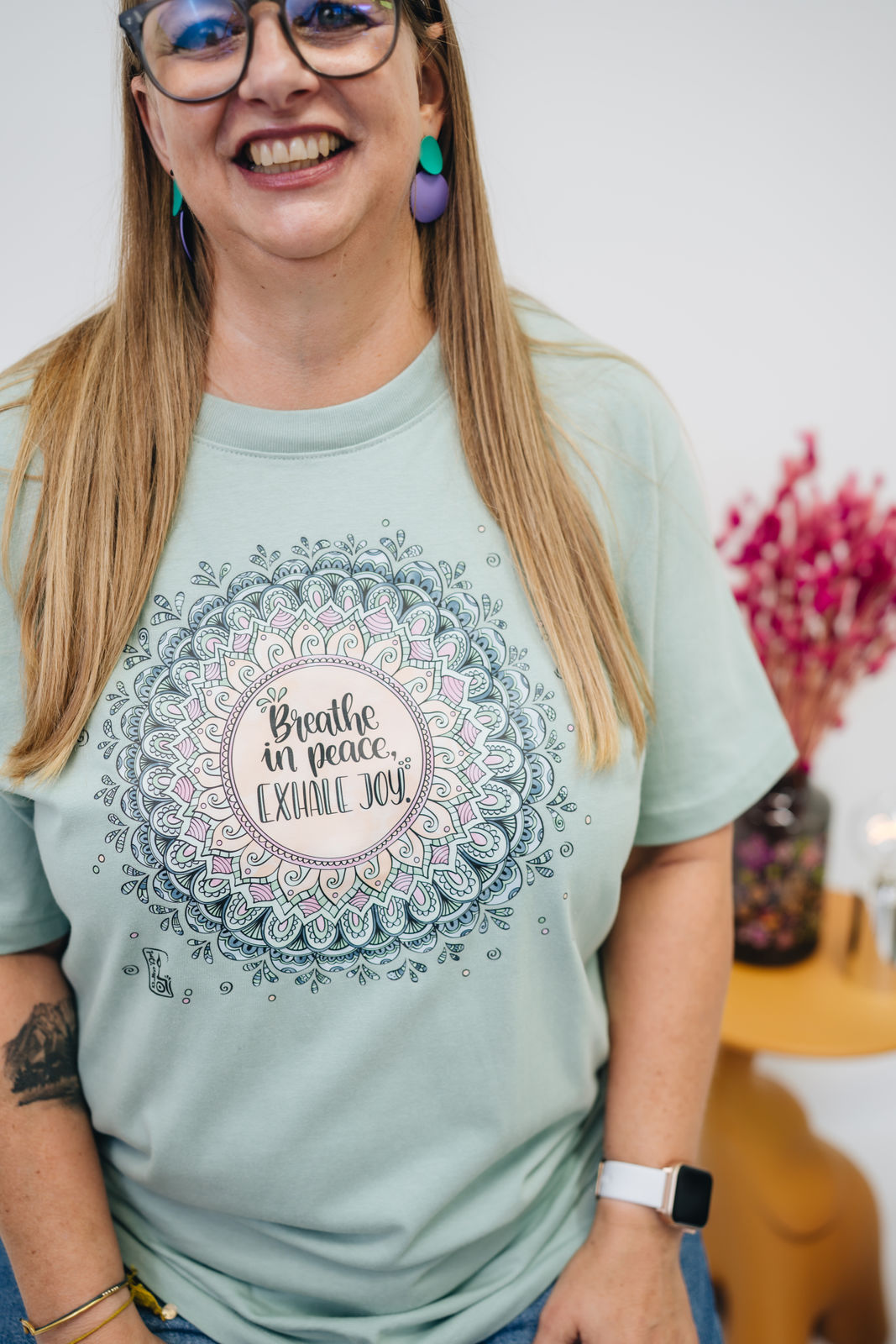 Damen T-Shirt mintgrün "Mandala"