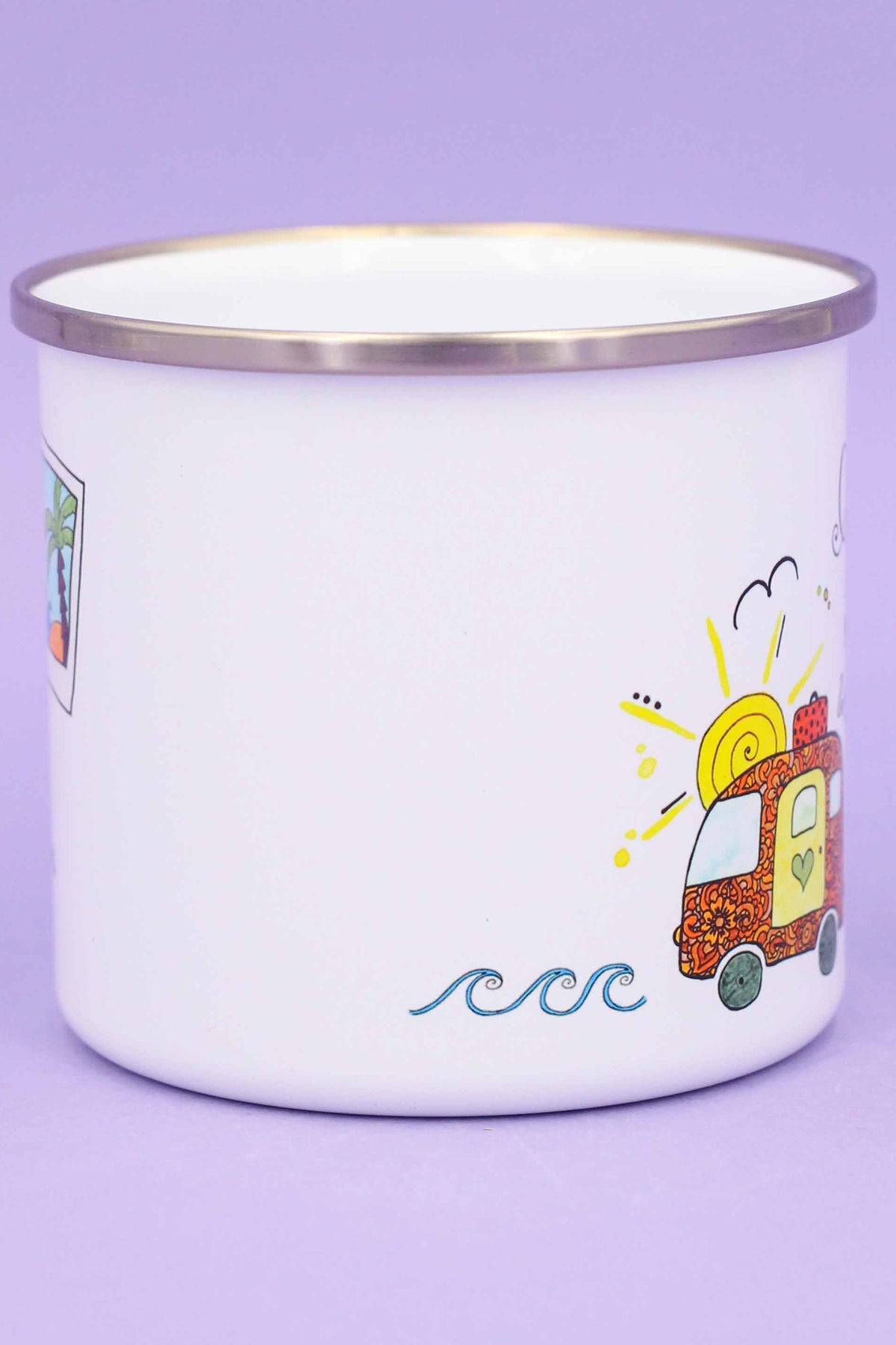 Emaille-Tasse "Reiselust"