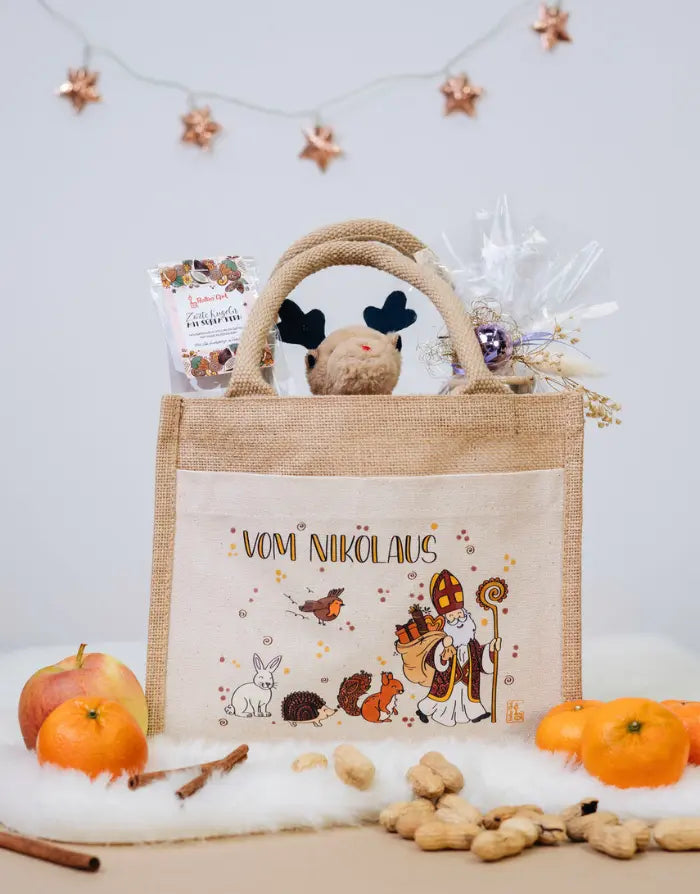 Geschenktasche Jute "Vom Nikolaus und seinen Freunden"