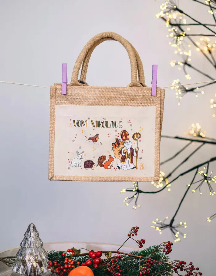 Geschenktasche Jute "Vom Nikolaus und seinen Freunden"