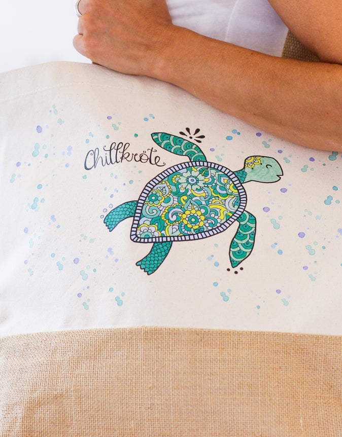Jutetasche "Chillkröte"