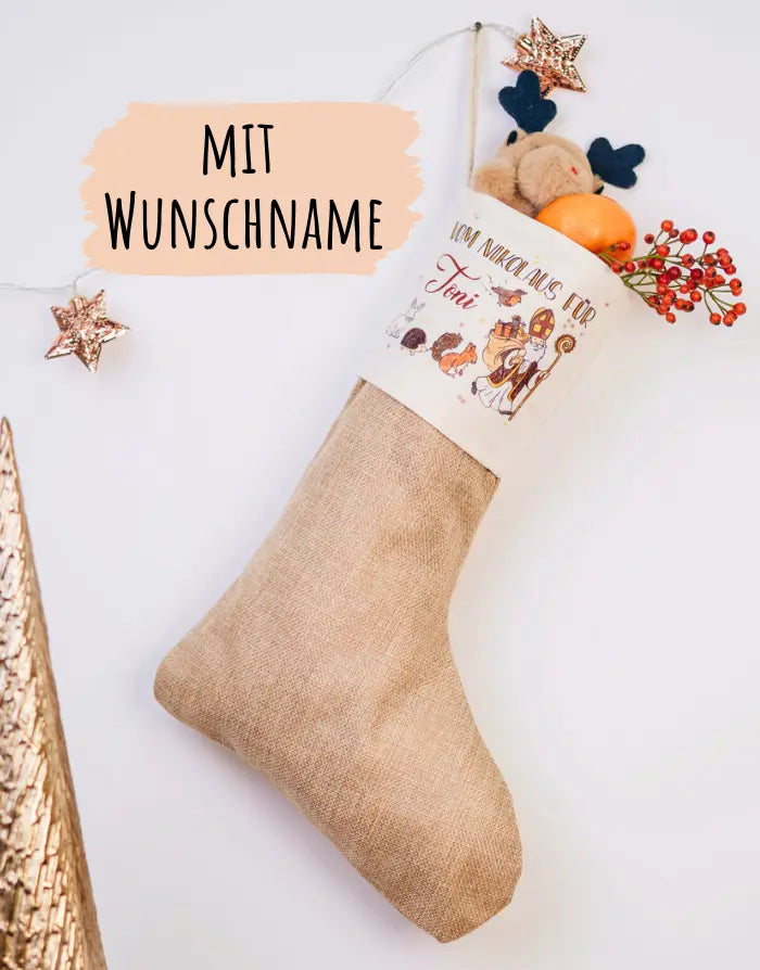 Nikolausstiefel "Nikolaus und seine Freunde" mit Wunschname