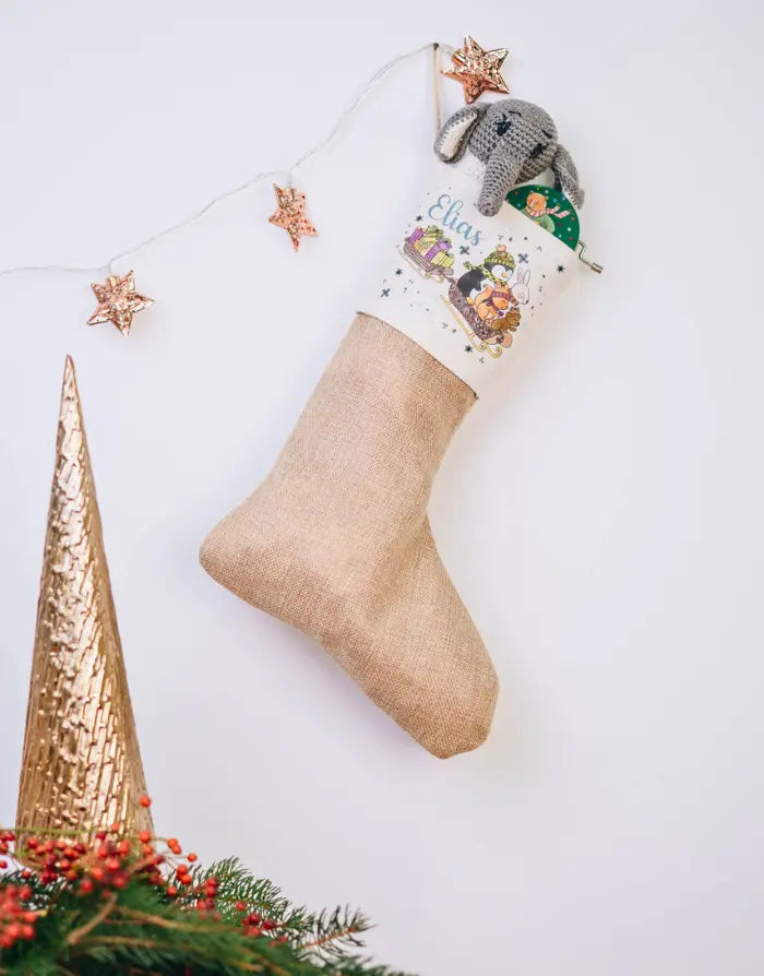 Nikolausstiefel "Schlittenfahrt" mit Wunschname