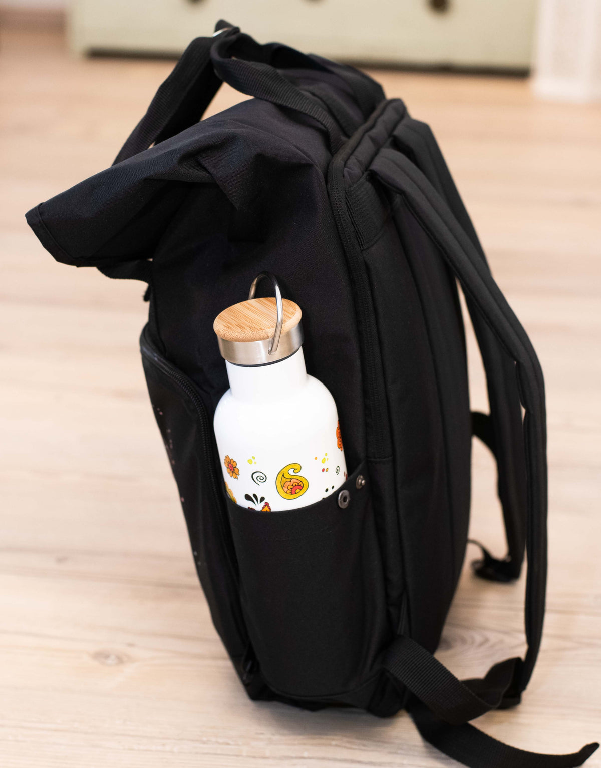 Rucksack groß Black „Bee happy”