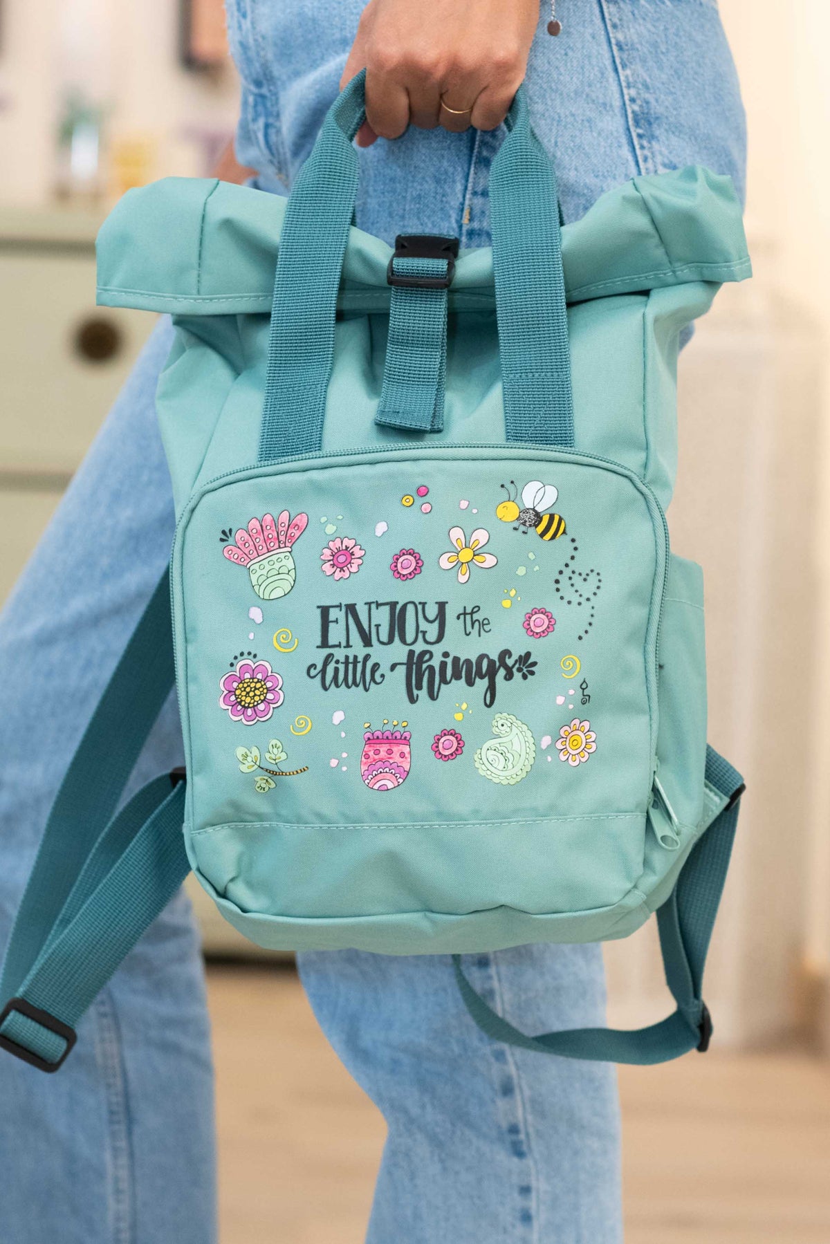 Rucksack klein Green „Enjoy the little things”