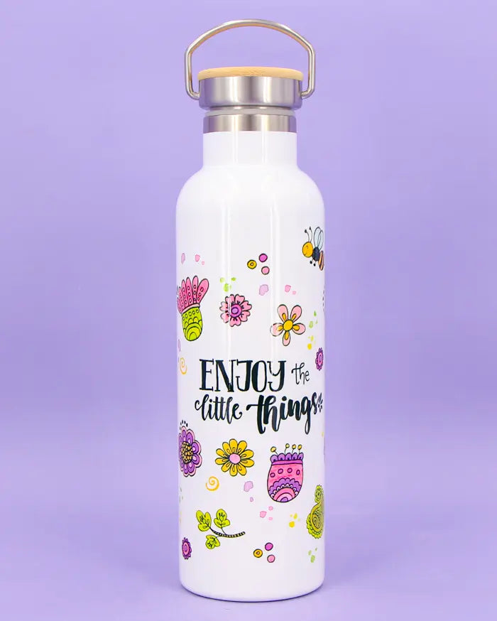 Thermosflasche Bambusdeckel "Enjoy the little things"