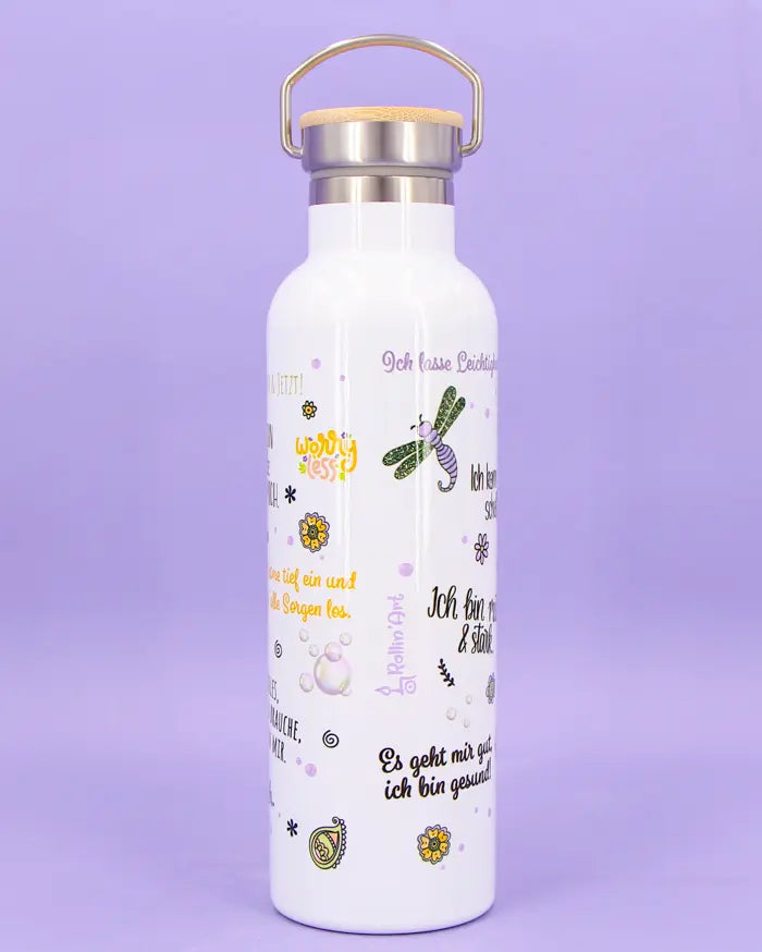 Thermosflasche Bambusdeckel "Mut"