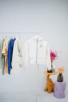 Damen Zipper-Hoodie ivory „Blumenwiese"
