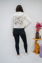 Damen Zipper-Hoodie ivory „Blumenwiese"