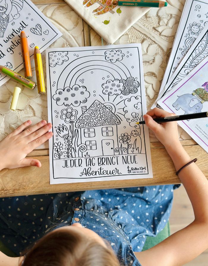 Fröhliche Affirmations-Ausmalbilder für Kinder