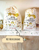 Geschenkbeutel mit Zugband "Frohe Weihnachten" mit Wunschname