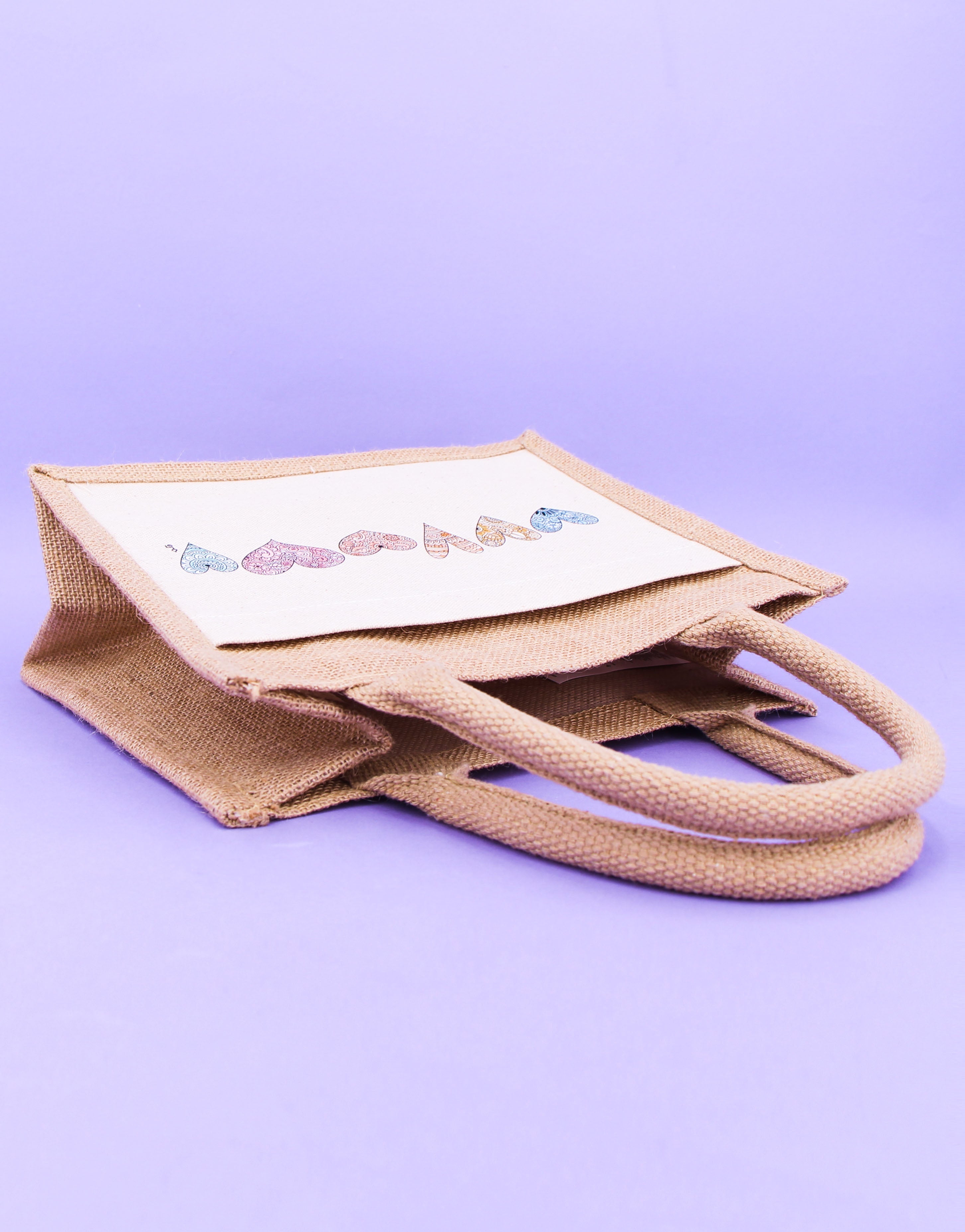 Geschenktasche Jute "Herzen"