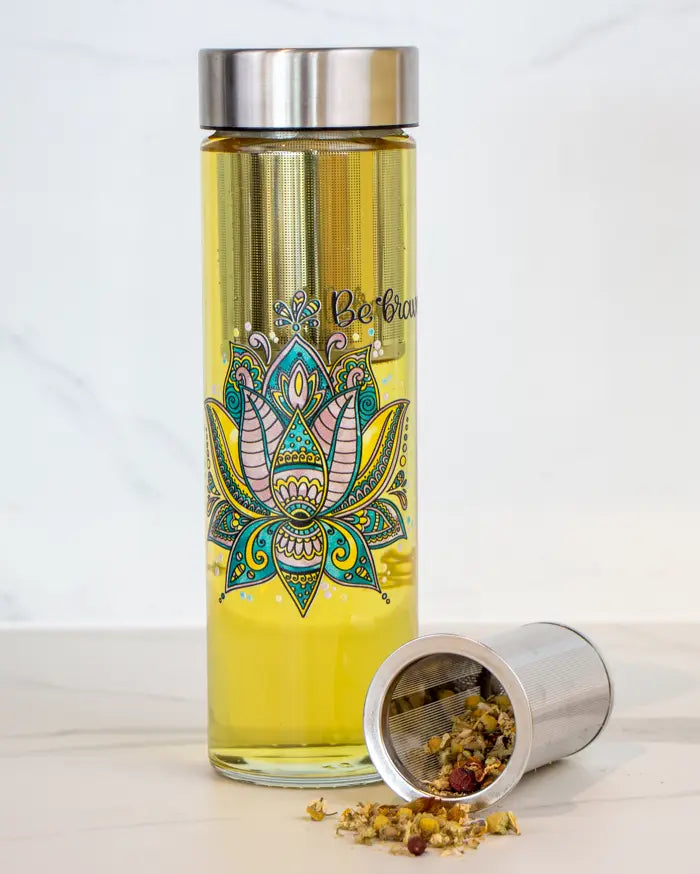 Glasflasche "Lotusblüte"