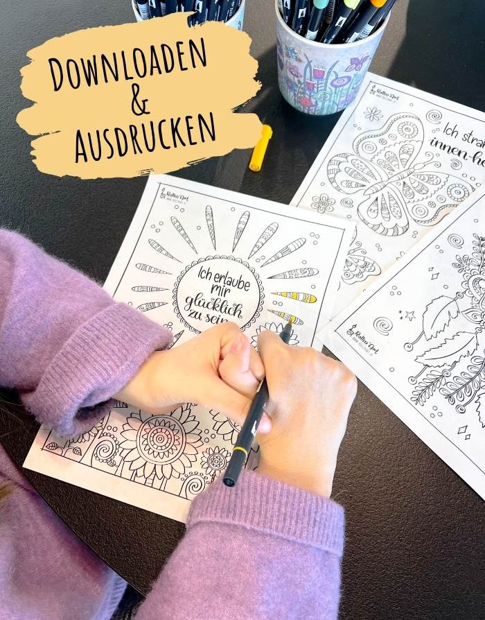 Inspirierende Ausmalbilder für Erwachsene – Glück, Zuversicht & Selbstliebe