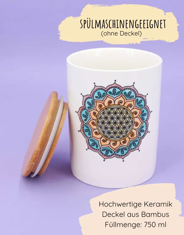 Keramikdose M "Blume des Lebens"