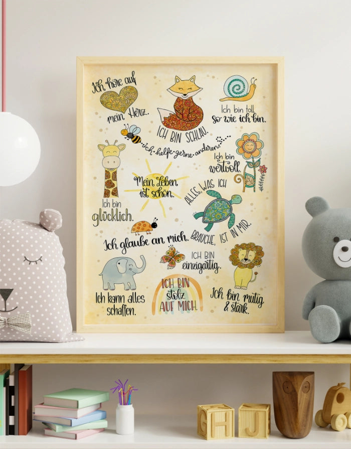 Poster „Affirmationen – Ich bin mutig, stark & wertvoll“