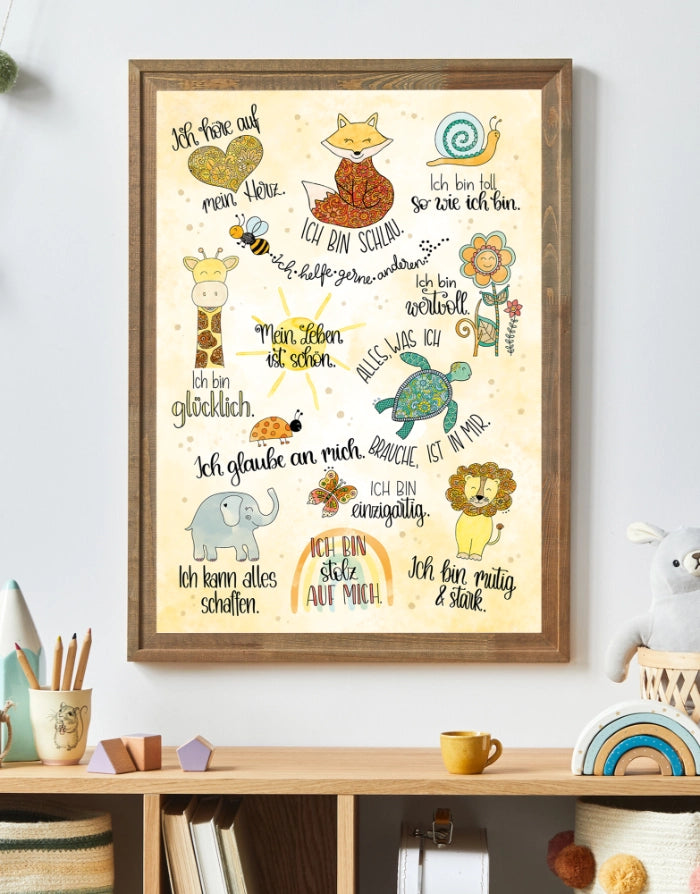 Poster „Affirmationen – Ich bin mutig, stark & wertvoll“