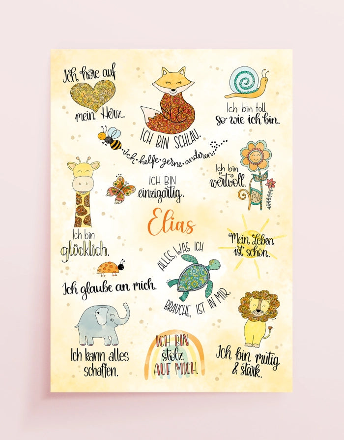 Poster "Affirmationen" mit Wunschname