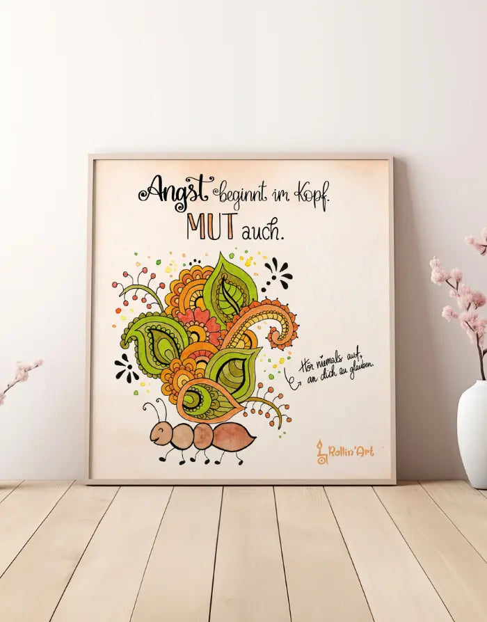 Poster „Angst beginnt im Kopf. Mut auch.“