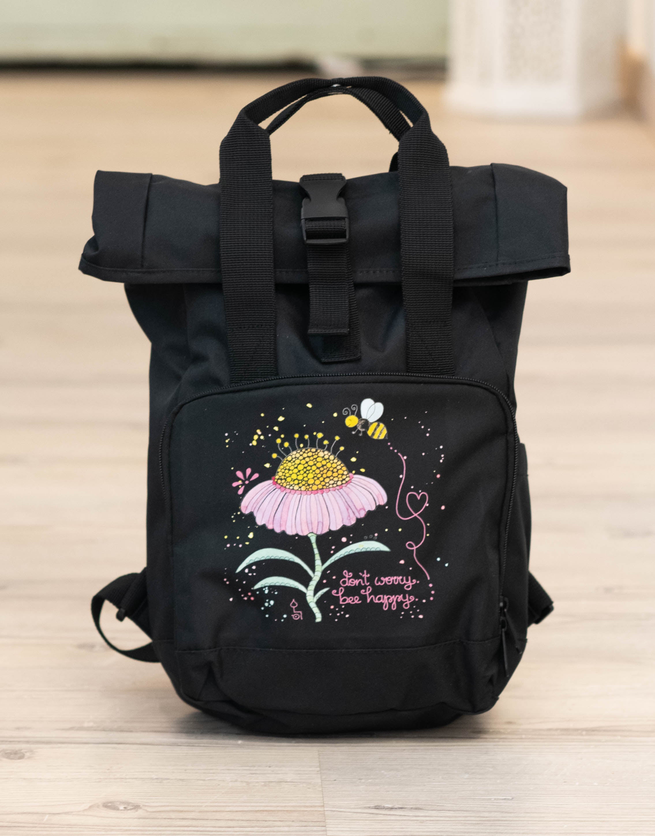 Rucksack klein Black „Bee happy”
