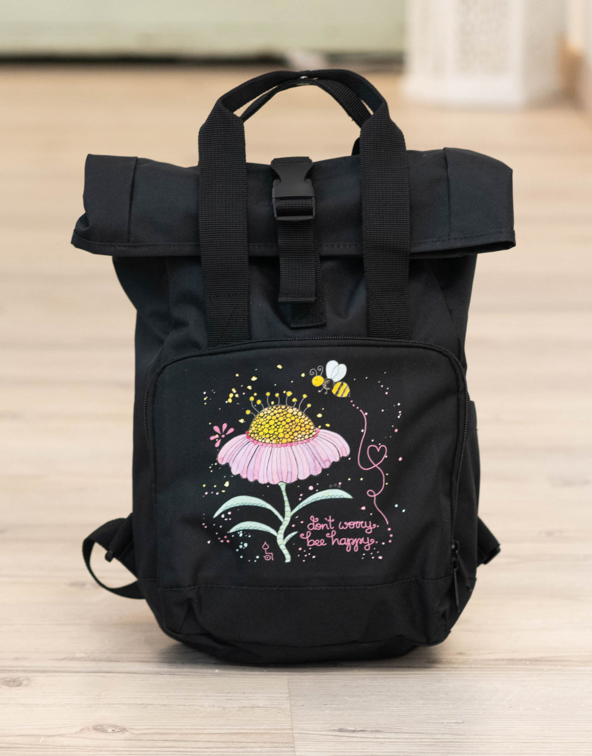 Rucksack klein Black „Bee happy”