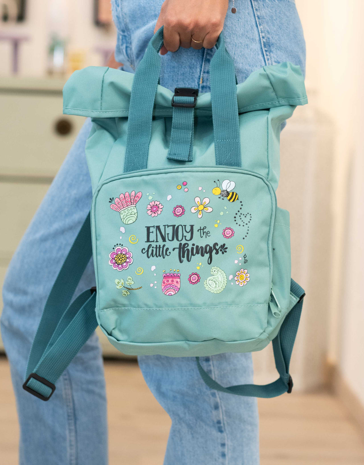 Rucksack klein Green „Enjoy the little things”