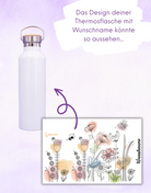 Thermosflasche Bambusdeckel "Blumenwiese"