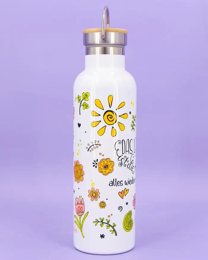 Thermosflasche Bambusdeckel "Lächeln"