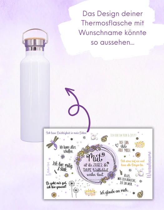 Thermosflasche Bambusdeckel "Mut"