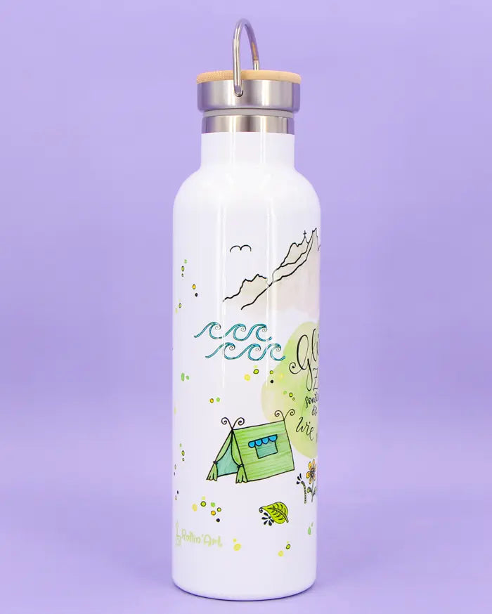 Thermosflasche Bambusdeckel "Reiselust"