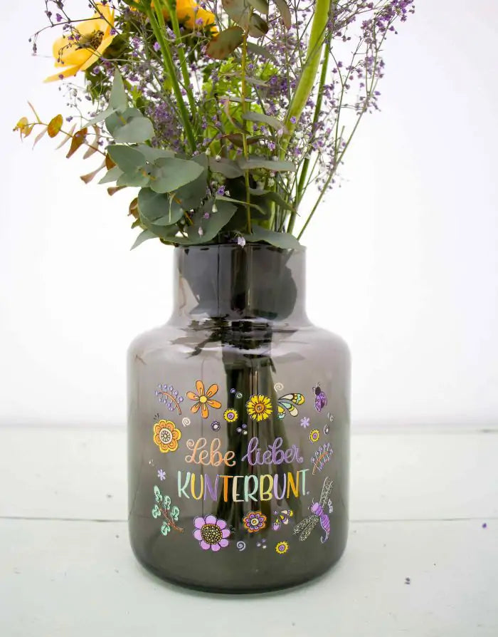 Vase "Lebe lieber kunterbunt"