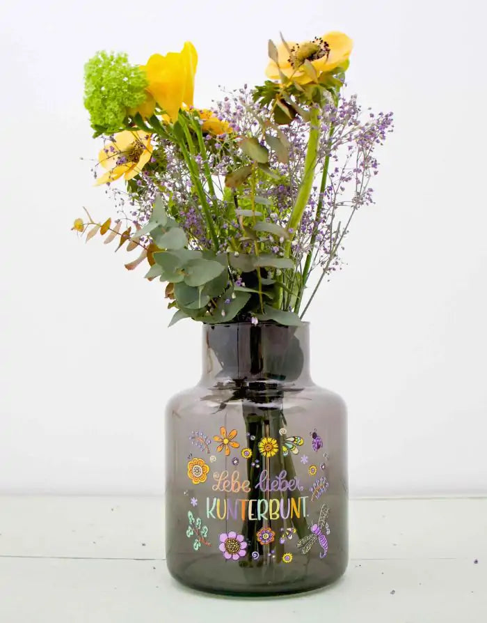 Vase "Lebe lieber kunterbunt"